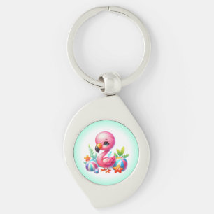 Watercolor Flamingo Cartoon Clipart-95059 Keychain