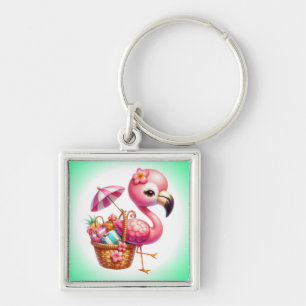Watercolor Flamingo Cartoon Clipart-95059 Keychain