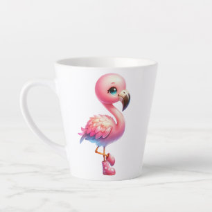 Watercolor Flamingo Cartoon Clipart-95059 Latte Mug