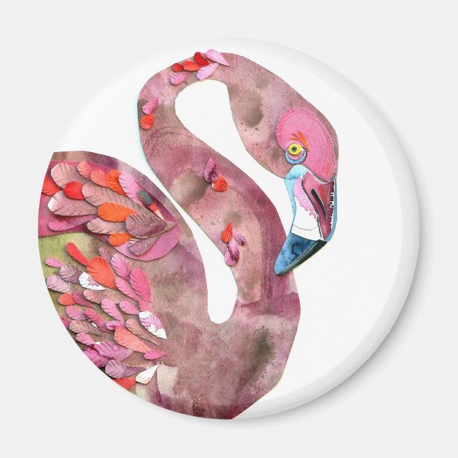 Watercolor FLAMINGO cutting Magnet (Front)
