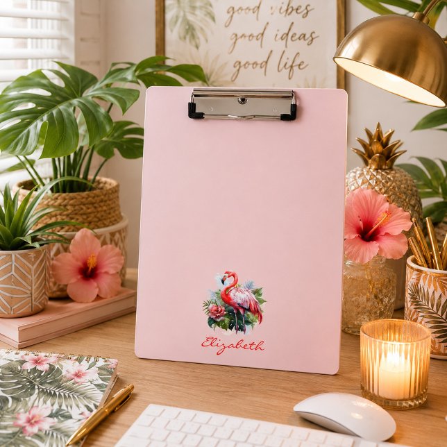 Watercolor Flamingo Floral  Clipboard (Creator Uploaded)