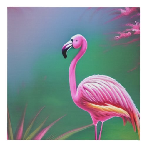 Watercolor Flamingo Graphic Faux Canvas Print