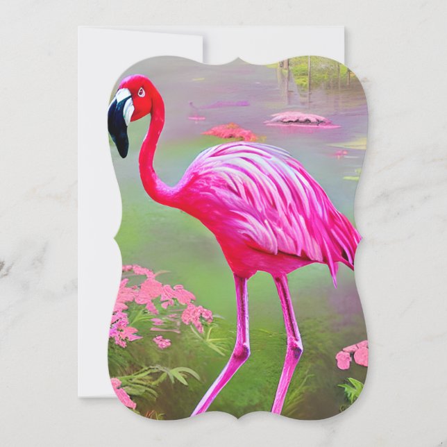 Watercolor Flamingo Graphic Note Card (Front)