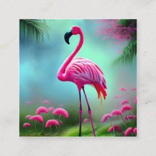 Watercolor Flamingo Graphic Square Business Card