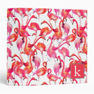 Watercolor Flamingo In Watercolors Add Your Name 3 Ring Binder