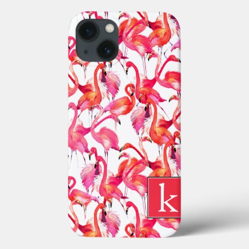 Watercolor Flamingo In Watercolors  Add Your Name iPhone 13 Case