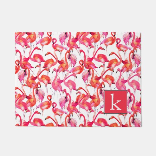 Watercolor Flamingo In Watercolors  Add Your Name Doormat