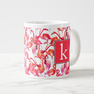 Watercolor Flamingo In Watercolors Add Your Name Large Coffee Mug