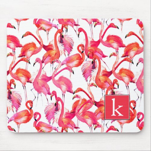 Watercolor Flamingo In Watercolors  Add Your Name Mouse Pad