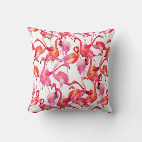 Watercolor Flamingo In Watercolors  Add Your Name Throw Pillow