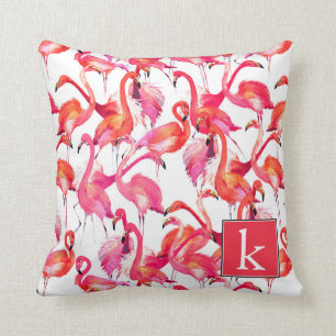 Watercolor Flamingo In Watercolors Add Your Name Throw Pillow