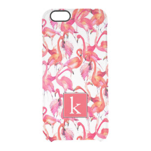 Watercolor Flamingo In Watercolors Add Your Name Clear iPhone 6/6S Case
