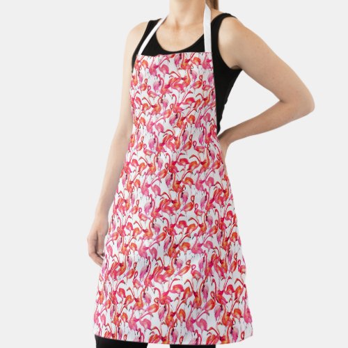 Watercolor Flamingo In Watercolors Apron