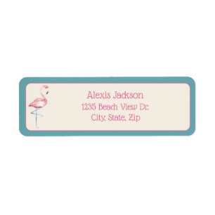 Watercolor Flamingo Label