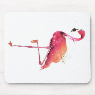 Watercolor Flamingo Lovers Funny Flamingo Lovers Mouse Pad