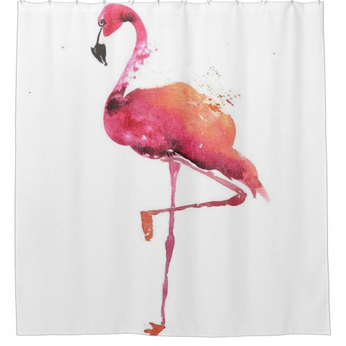 Watercolor Flamingo Lovers  Funny Flamingo Lovers Shower Curtain