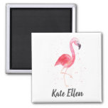 Watercolor Flamingo Magnet Custom Name at Zazzle