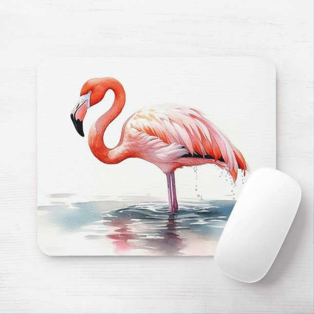 Watercolor Flamingo Mouse Pad (With Mouse)