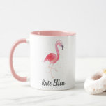 Watercolor Flamingo Mug Custom Name at Zazzle