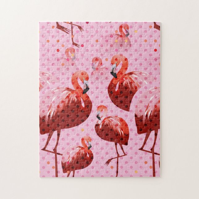 Watercolor Flamingo Pattern Jigsaw Puzzle (Vertical)