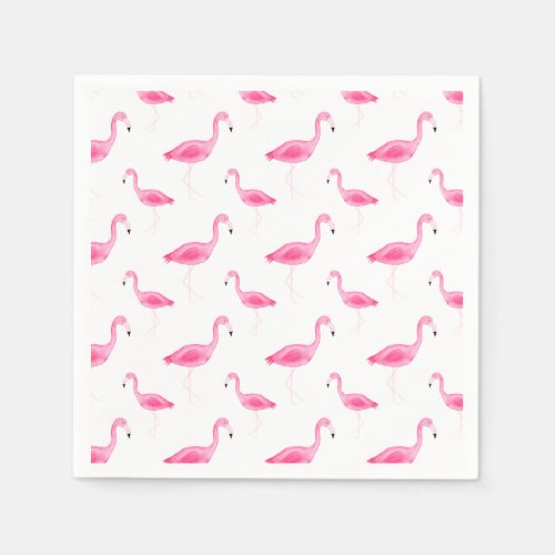 Watercolor Flamingo Pattern Napkins