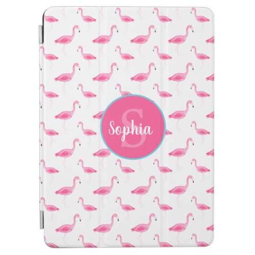 Watercolor Flamingo Pattern Personalized iPad Air Cover