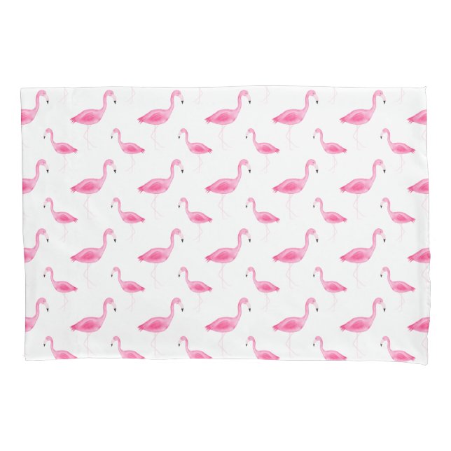 Watercolor Flamingo Pattern Pillow Case (Front)