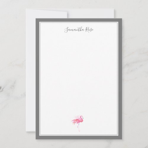 Watercolor Flamingo Personalized Stationery Note Card
