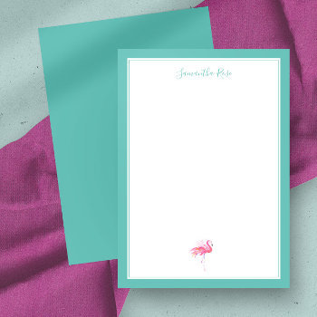 Watercolor Flamingo Personalized Stationery Note Card by VGInvites at Zazzle