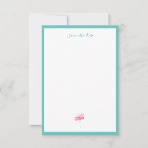 Watercolor Flamingo Personalized Stationery Note Card