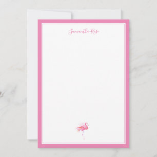 Watercolor Flamingo Personalized Stationery Note Card