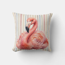 Watercolor Flamingo Pillow Cover Throw