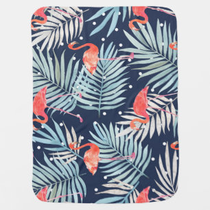 Watercolor Flamingo: Pink Tropical Elegance. Baby Blanket