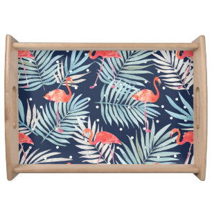 Watercolor Flamingo: Pink Tropical Elegance. Serving Tray
