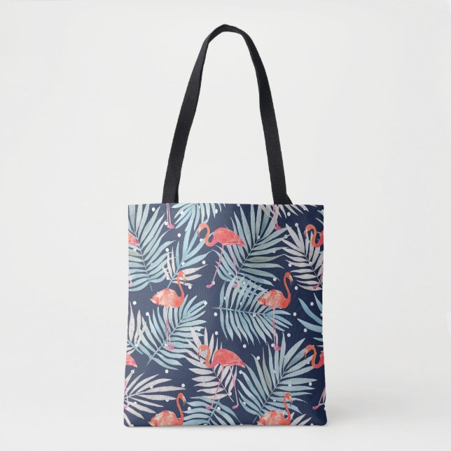 Watercolor Flamingo: Pink Tropical Elegance. Tote Bag (Front)