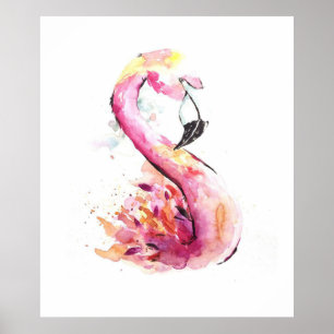 Watercolor Flamingo Print Art Funny Flamingo