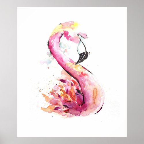 Watercolor Flamingo Print Art  Funny Flamingo