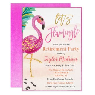 Watercolor Flamingo Retirement Party Invitation