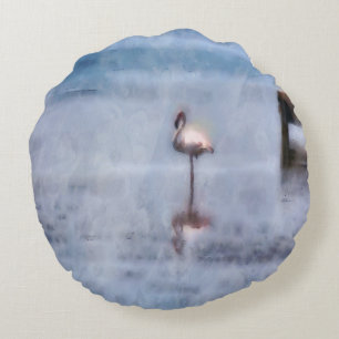 Watercolor Flamingo Round Pillow