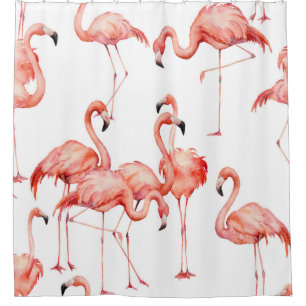Watercolor flamingo seamless pattern. Hand painted Shower Curtain