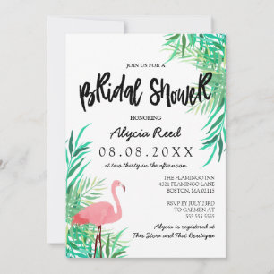 Watercolor Flamingo Tropical Bridal Shower Invitation