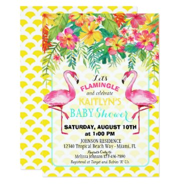 Watercolor Flamingo Tropical Floral Baby Shower Card Watercolor Flamingo Tropical Floral Baby Shower Card