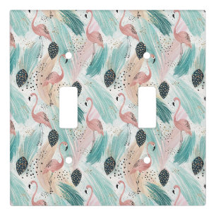 Watercolor Flamingo Tropical Pattern Light Switch Cover