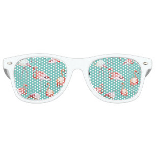 Watercolor flamingo tropical turquoise pattern retro sunglasses