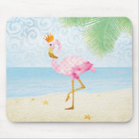 Watercolor Flamingo with Royal Crown