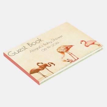 Watercolor Flamingos Beach Baby Shower Guest Book by TheBeachBum at Zazzle