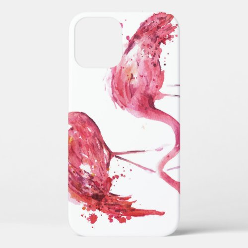 Watercolor Flamingos Elegant Design iPhone 12 Case