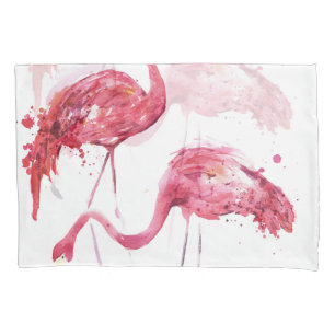 Watercolor Flamingos, Elegant Design. Pillow Case