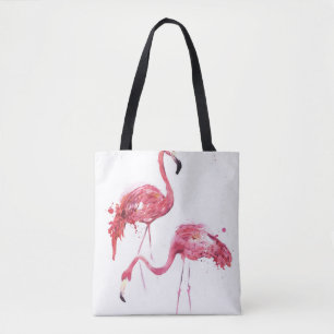 Watercolor Flamingos, Elegant Design. Tote Bag