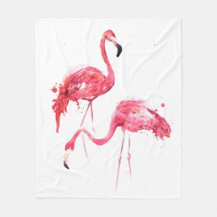 Watercolor flamingos fleece blanket